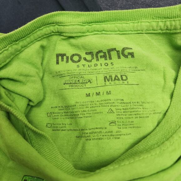 Boy's Minecraft Creeper Green Tee & 2 Solid Blue Short Sleeve T-Shirts Size M/LG - Picture 6 of 8